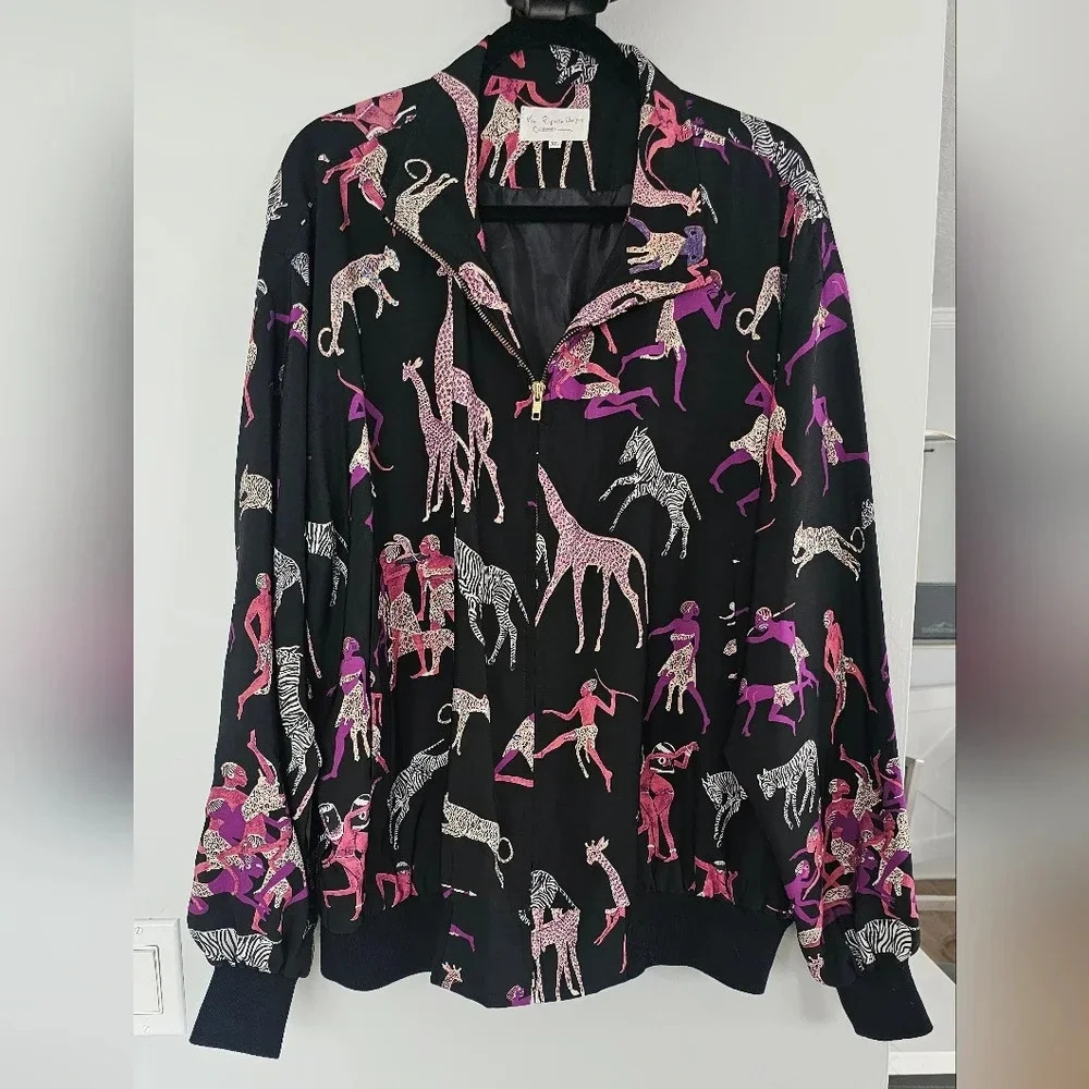 🦒 Via Ripatti Designs Safari Animal Print Zip Jacket – XL | Statement Piece - Picture 2 of 5